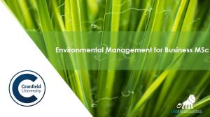 MSc Environmental Management for Business at Cranfield University